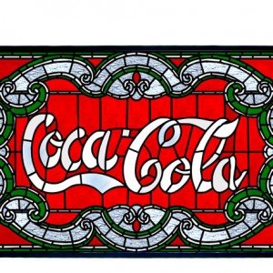 Victorian Coca Cola Stained Glass Window Panel
