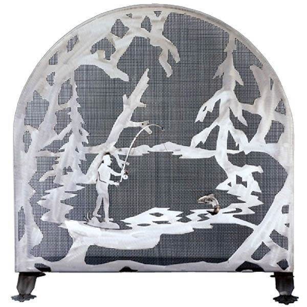 Fly Fishing Tiffany Stained Glass Fireplace Screens