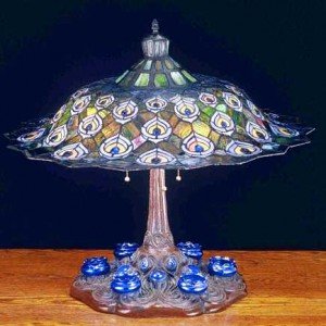 Peacock Feathers Ink Wells Tiffany Table Lamp