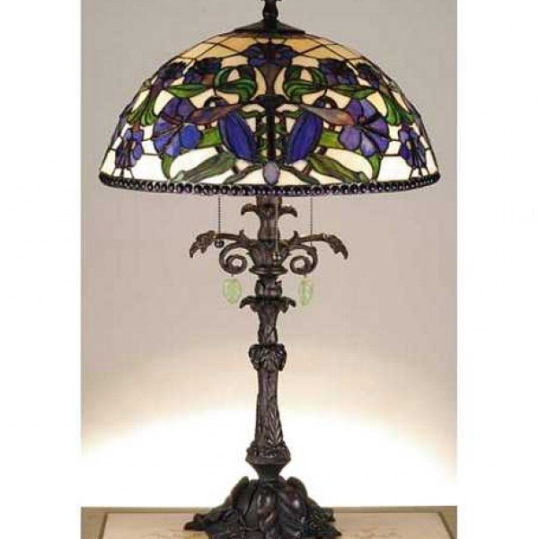 Nouveau Lily Tiffany Stained Glass Table Lamp