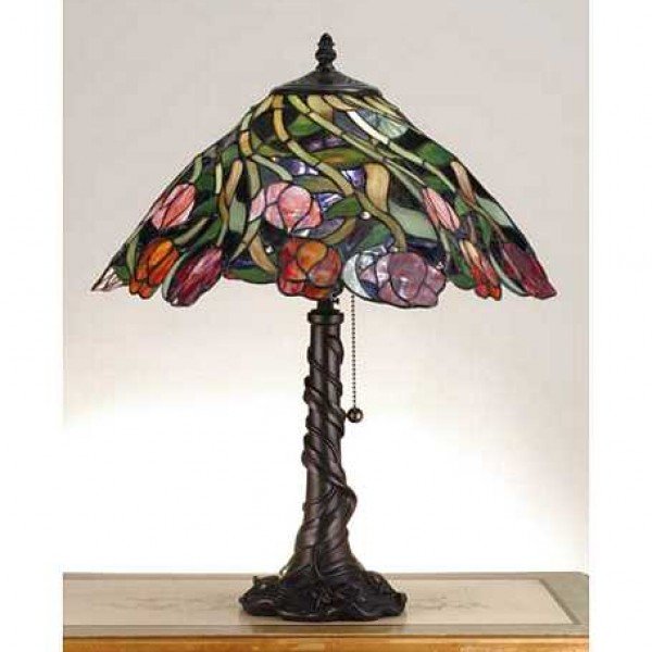 Tulip Swirl Tiffany Stained Glass Table Lamp