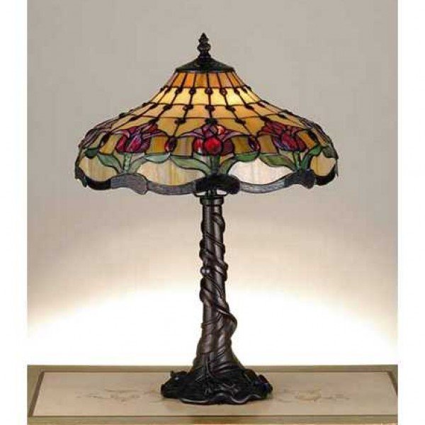 Colonial Tulip Tiffany Stained Glass Table Lamp