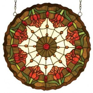 Colonial Tulip Tiffany Stained Glass Window Panel