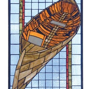 Guideboat River Tiffany Stained Glass Window Panel