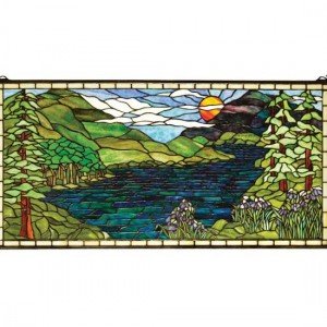Sunset Meadow Tiffany Stained Glass Window Panel