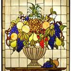 Fruit Bowl Tiffany Stained Glass Window Panel