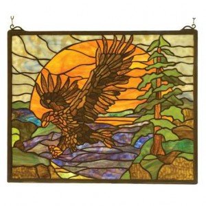 Eagle Sunset Tiffany Stained Glass Window Panel
