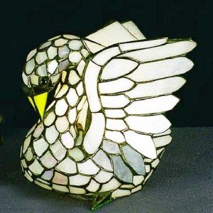 Snowy Swan Tiffany Stained Glass Accent Lamp