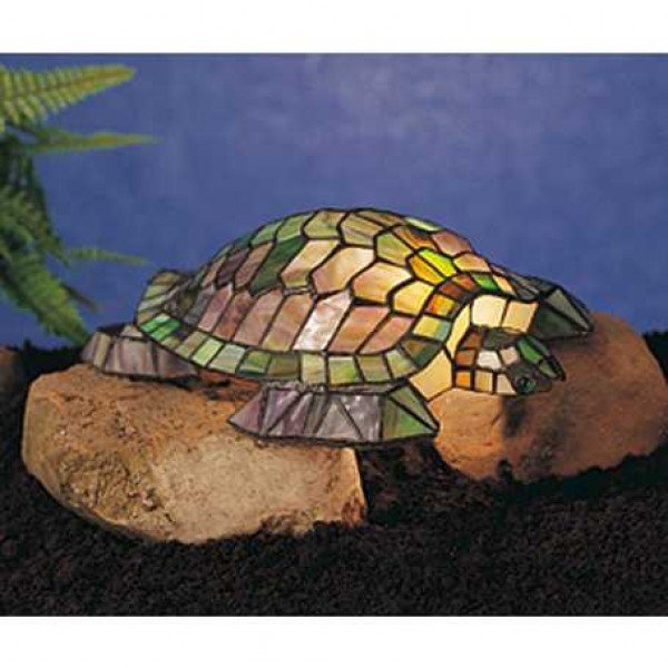 Autumn Turtle Tiffany Stained Glass Accent Lamp