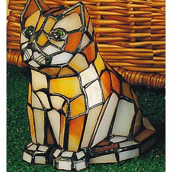 Calico Cat Tiffany Stained Glass Accent Lamp
