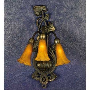 Golden Lily Tiffany Art Glass Sconce Light