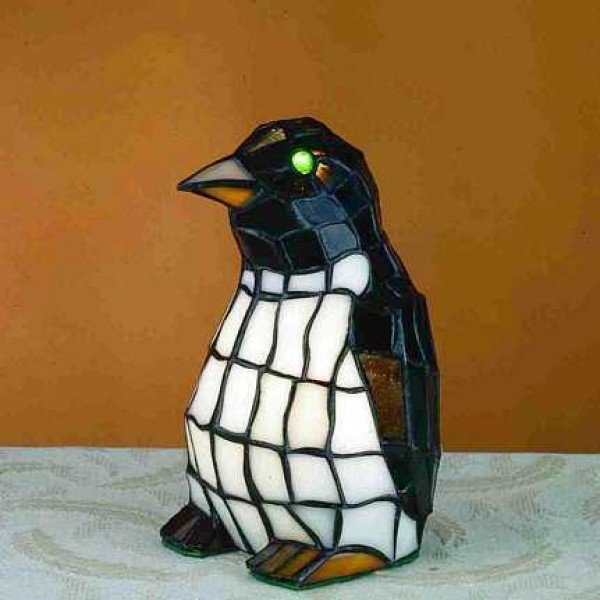 Polly Penguin Tiffany Stained Glass Accent Lamp