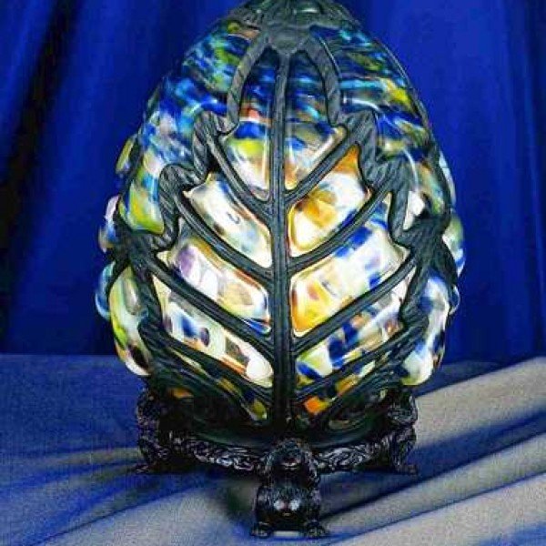 Colorful Mottled Victorian Egg Novelty Accent Lamp