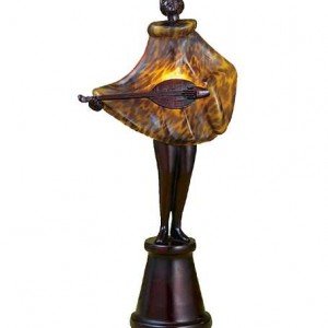 Mottled Spotted Glass Mandolin Player Accent Lamp