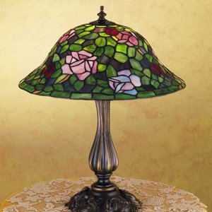 Rose Bush Tiffany Stained Glass Table Lamp