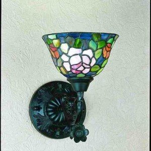 Rose Bush Tiffany Stained Glass Sconce Light