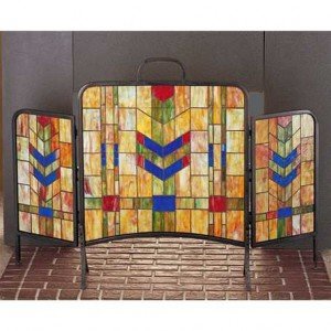 Prairie Wheat Tiffany Stained Glass Fireplace Screens