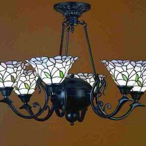 Daffodil Bell Tiffany Stained Glass Chandelier Light