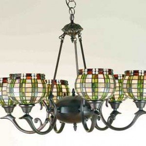 Jeweled Basket Tiffany Stained Glass Chandelier Light