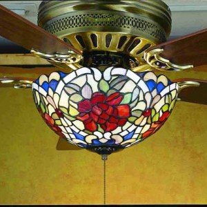 Renaissance Rose Tiffany Stained Glass Fan Light
