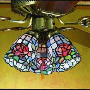 Rosebush Tiffany Stained Glass Fan Light Shade