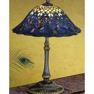 Peacock Feather Plum Tiffany Stained Glass Lamp