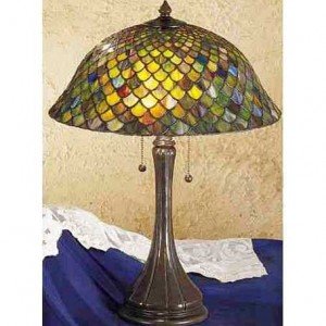 Fishscale Earth Tones Tiffany Stained Glass Lamp