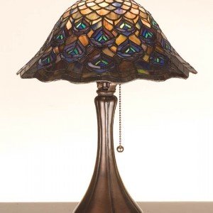 Peacock Feather Tiffany Stained Glass Table Lamp