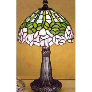 Cabbage Rose Tiffany Stained Glass Mini Lamp