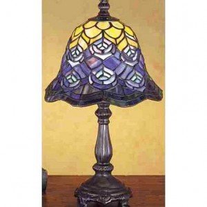 Peacock Feather Tiffany Stained Glass Mini Lamp