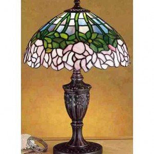 Cabbage Rose Tiffany Stained Glass Accent Lamp