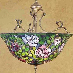 Rose Bush Tiffany Stained Glass Pendant Light