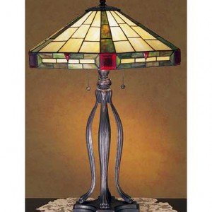 Wilkenson Ruby Jeweled Tiffany Stained Glass Lamp