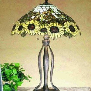 Wild Sunflower Tiffany Stained Glass Table Lamp