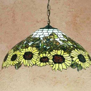 Wild Sunflower Tiffany Stained Glass Pendant Light