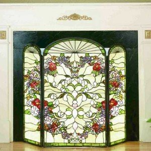 Garden Surprise Tiffany Stained Glass Fireplace Screens