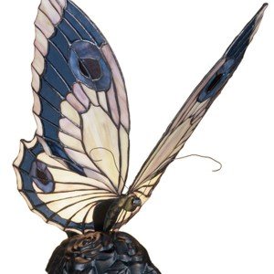 Plum Butterfly Tiffany Stained Glass Accent Lamp
