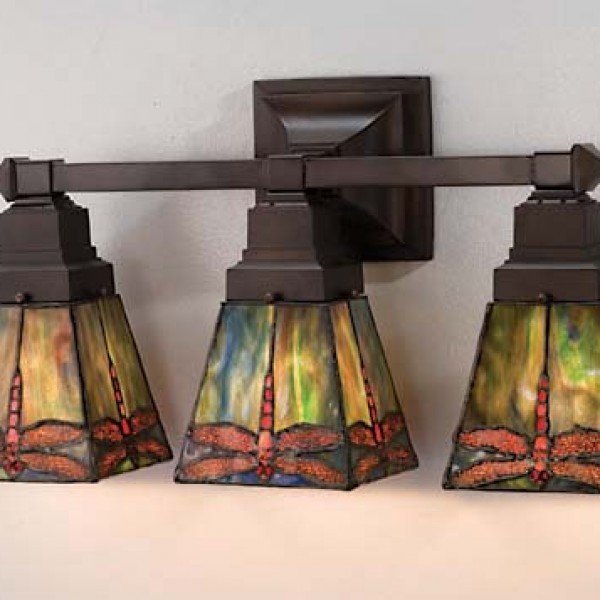 Details about   3-Light Mermaid Vanity Wall Light Fixture Dragonfly Stained Glass Wall Sconce 