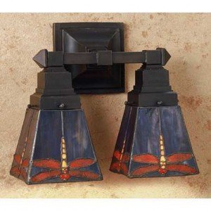 Prairie Dragonfly Tiffany Stained Glass Sconce Light