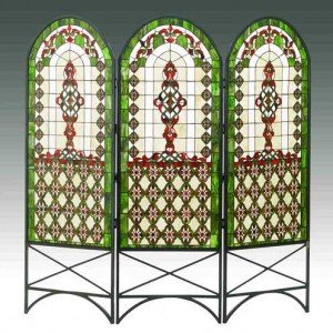 Classical Quatrefoil Tiffany Stained Glass Room Divider