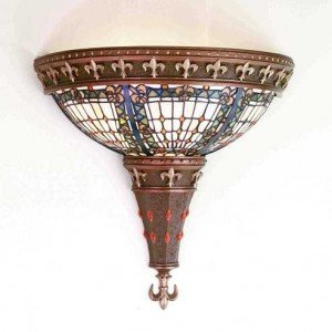 Fleur-De-Lis Tiffany Stained Glass Wall Sconce Light
