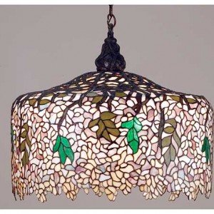 Large Wisteria Tiffany Stained Glass Pendant Light