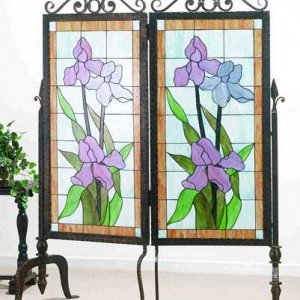 Pastel Iris Tiffany Stained Glass Room Divider