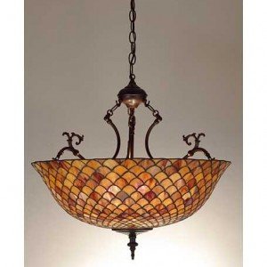 Fishscale Tiffany Stained Glass Inverted Pendant Light