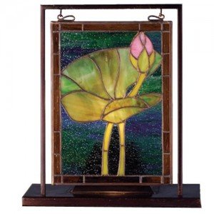 Water Lily Tiffany Stained Glass Tabletop Window