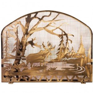 Moose Lake Tiffany Stained Glass Fireplace Screens