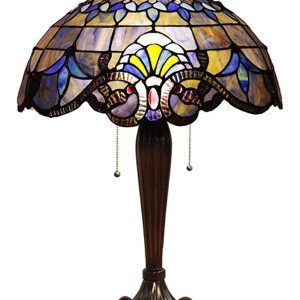 Blue Victorian Tiffany Stained Glass Table Lamp