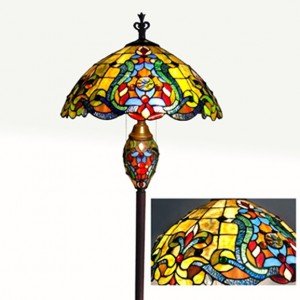 Colorful Victorian Tiffany Stained Glass Floor Lamp