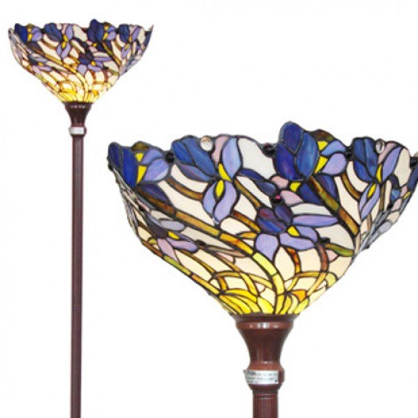 Purple Iris Tiffany Stained Glass Floor Lamp