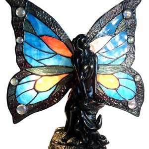 Fairy Blue Tiffany Stained Glass Accent Lamp